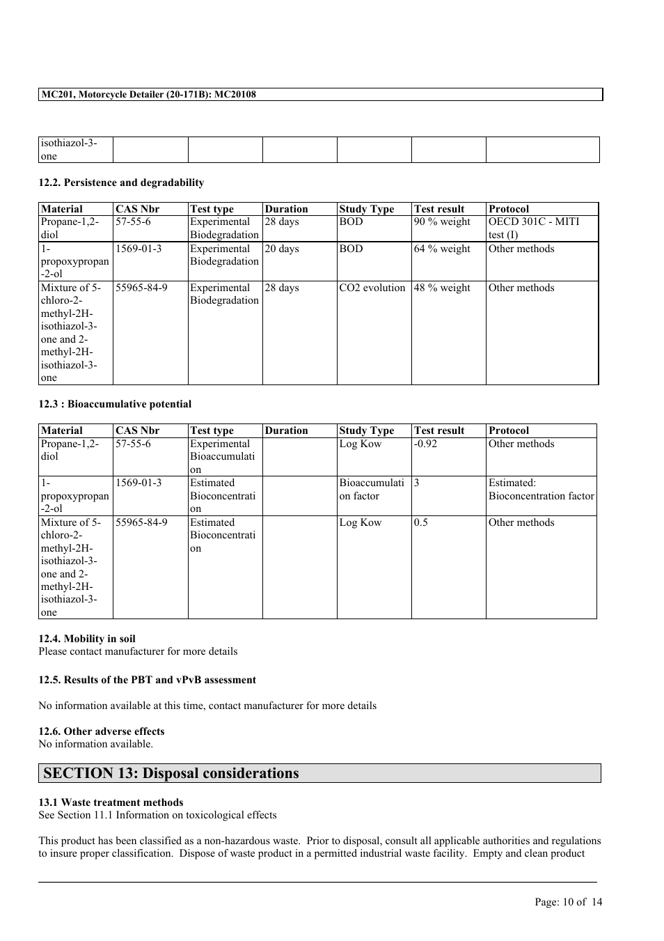 MEGUIAR'S MC201 User Manual | Page 10 / 14