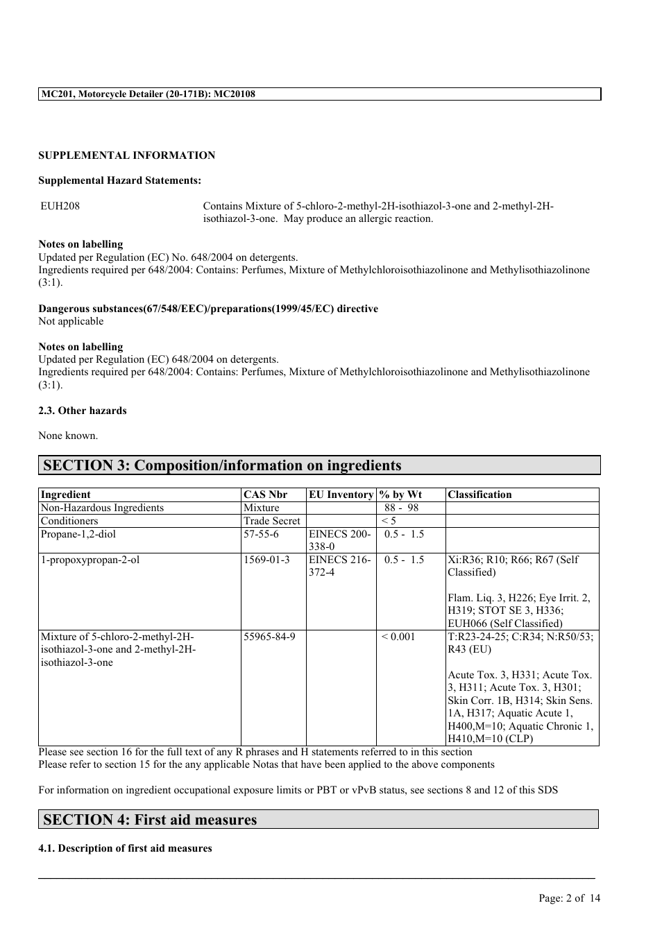 MEGUIAR'S MC201 User Manual | Page 2 / 14