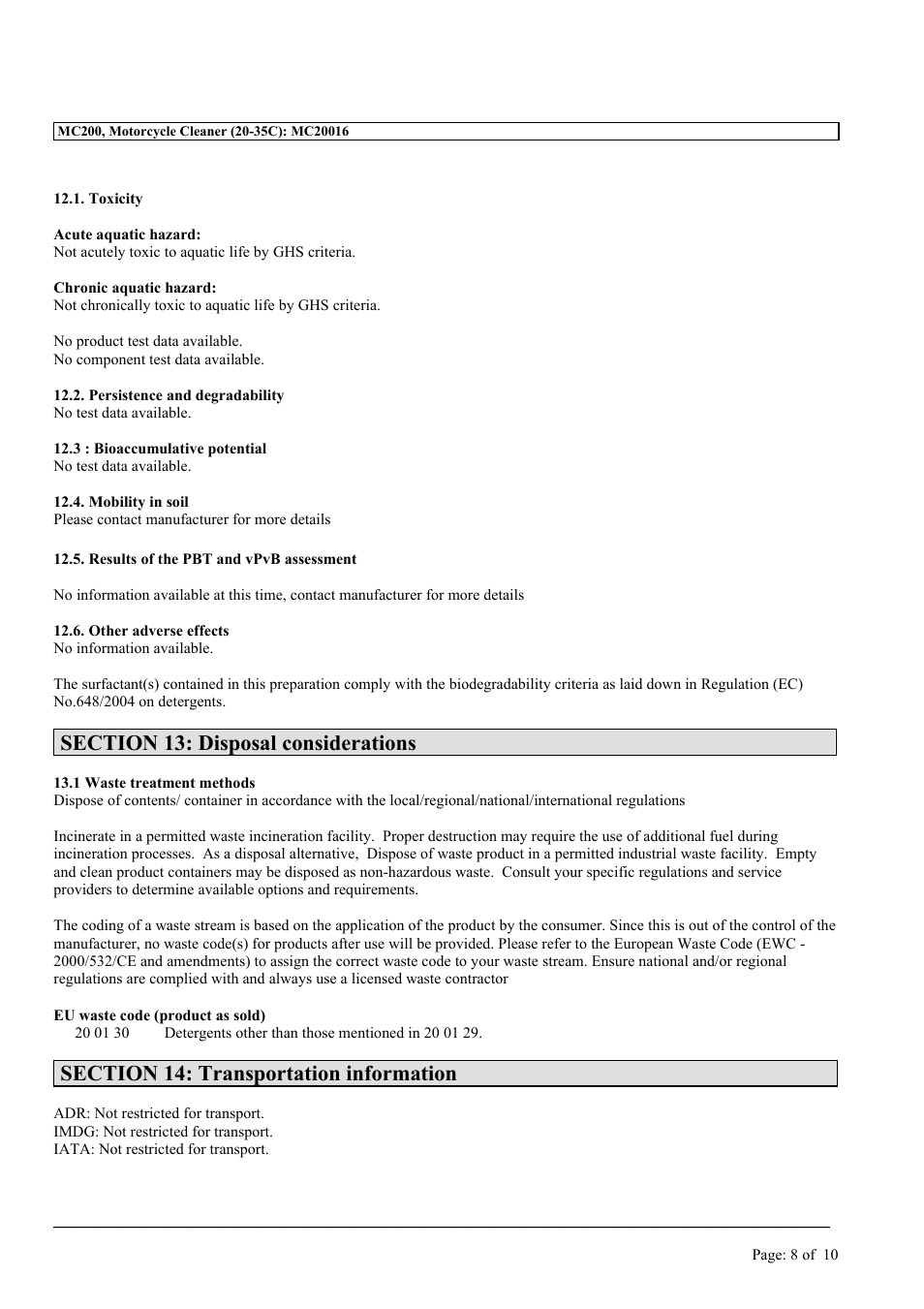 MEGUIAR'S MC200 User Manual | Page 8 / 10