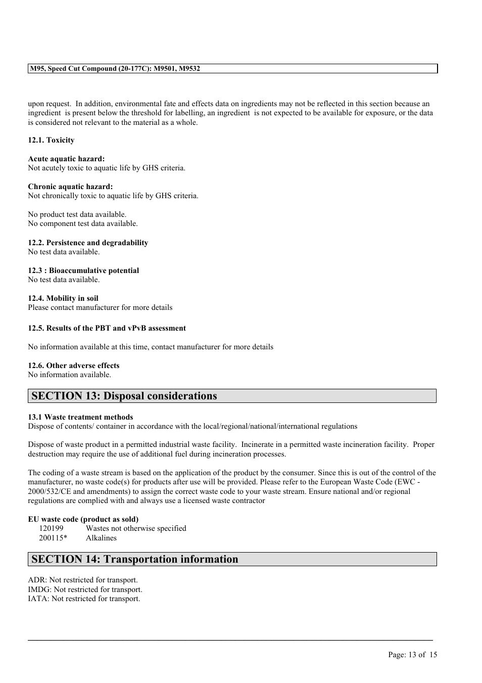 MEGUIAR'S M95 User Manual | Page 13 / 15
