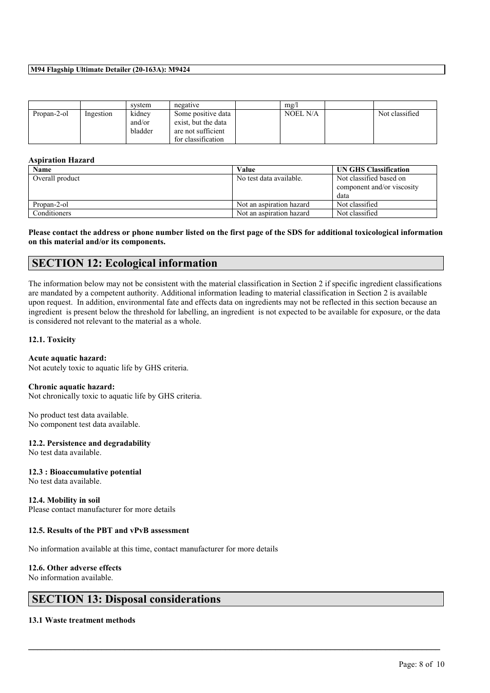MEGUIAR'S M94 User Manual | Page 8 / 10