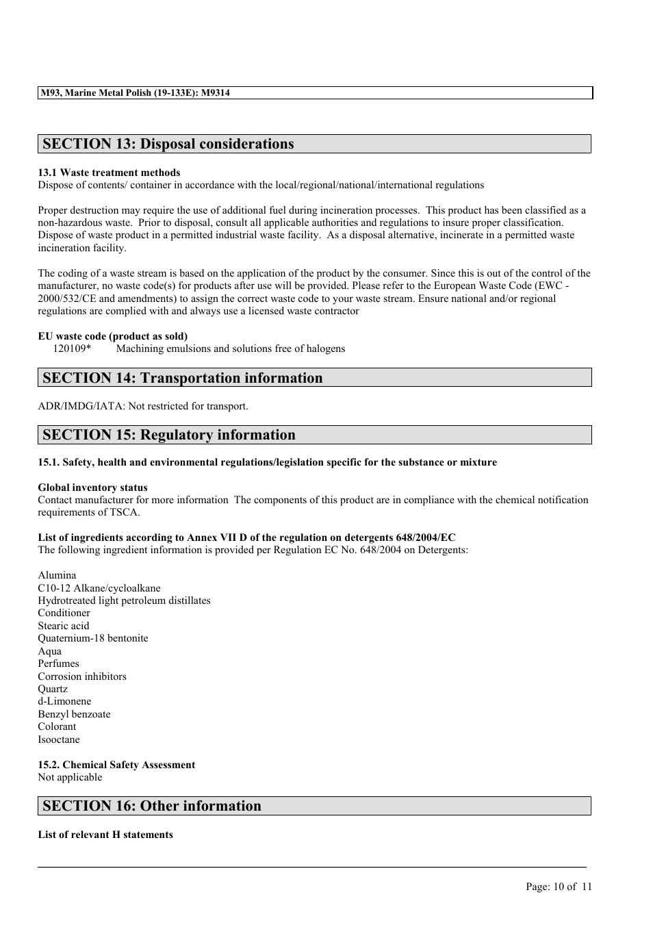 MEGUIAR'S M93 User Manual | Page 10 / 11