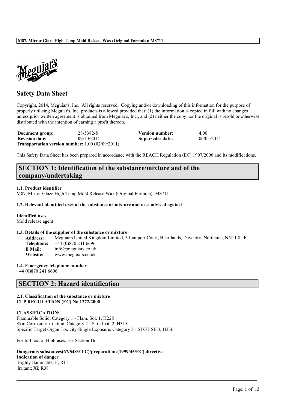 MEGUIAR'S M87 User Manual | 13 pages