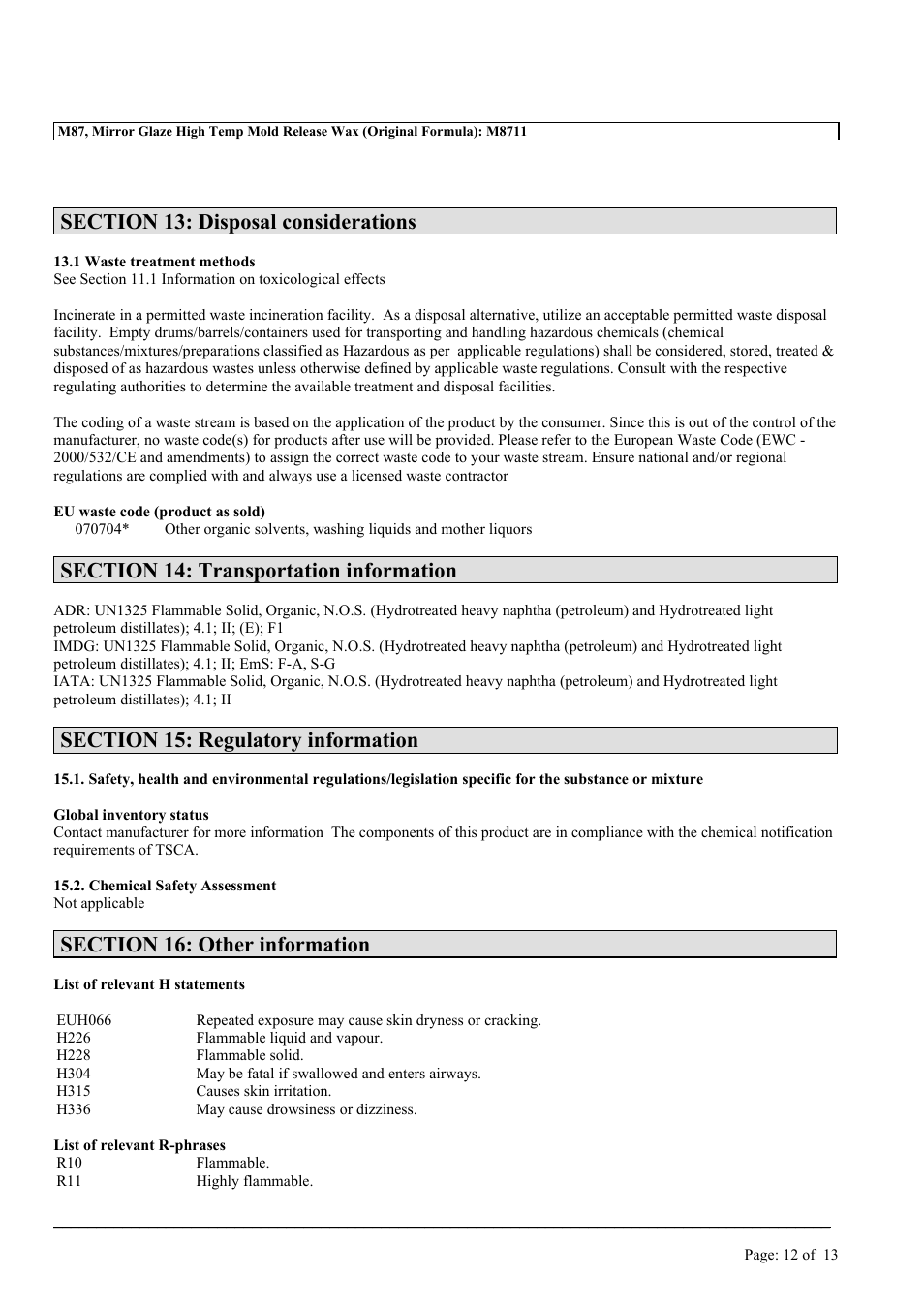 MEGUIAR'S M87 User Manual | Page 12 / 13