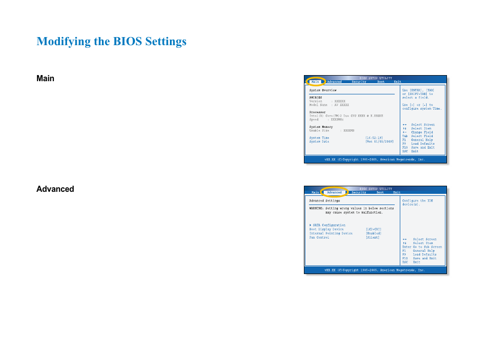 Modifying the bios settings | AVERATEC N3400 User Manual | Page 61 / 87
