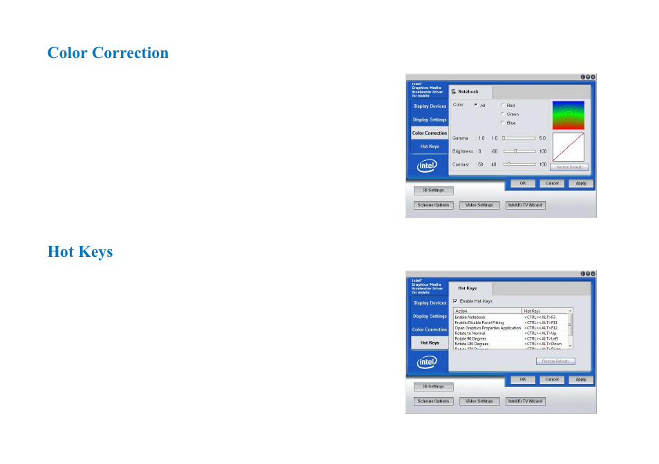 Color correction, Hot keys | AVERATEC N3400 User Manual | Page 67 / 87