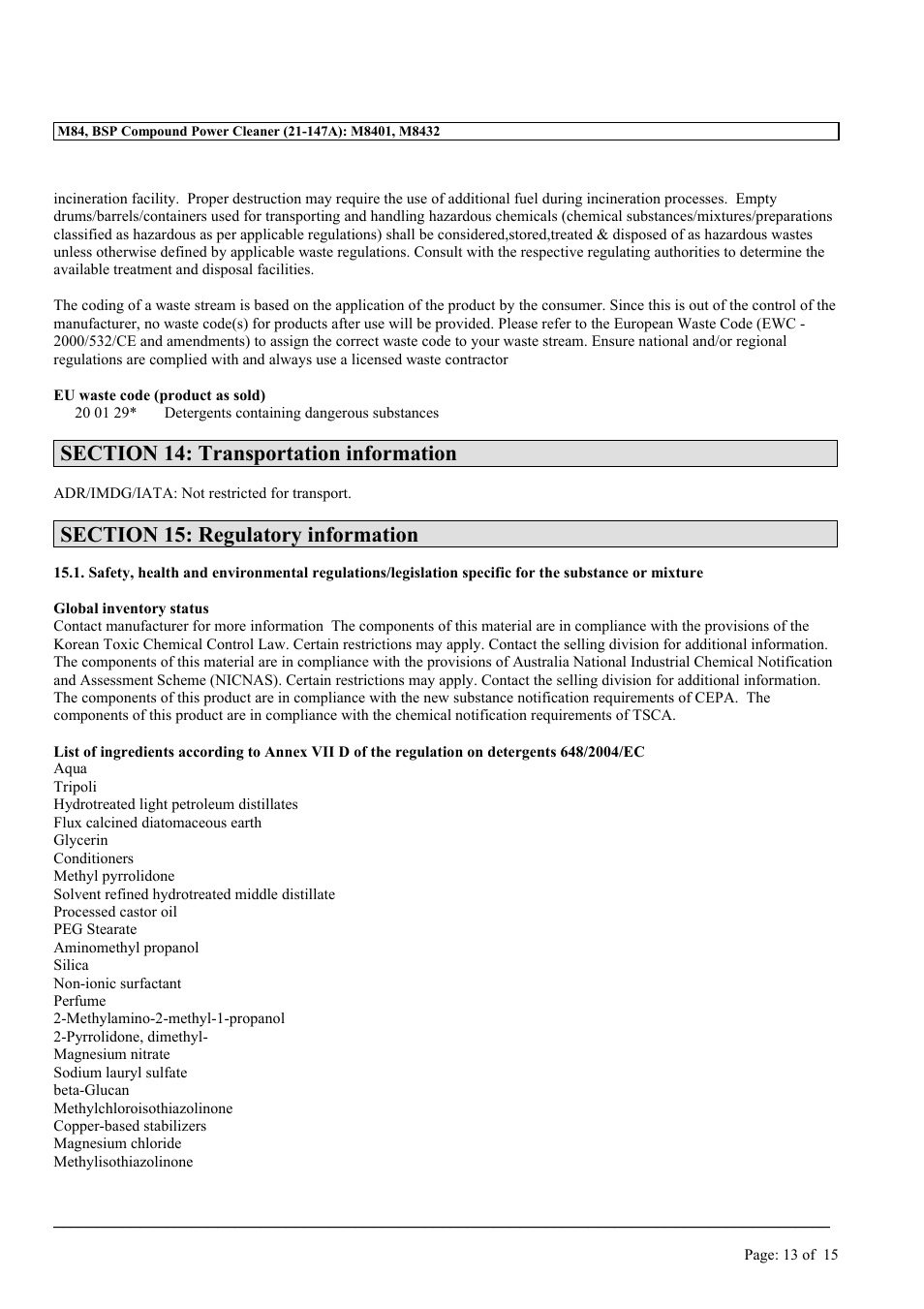 MEGUIAR'S M84 User Manual | Page 13 / 15