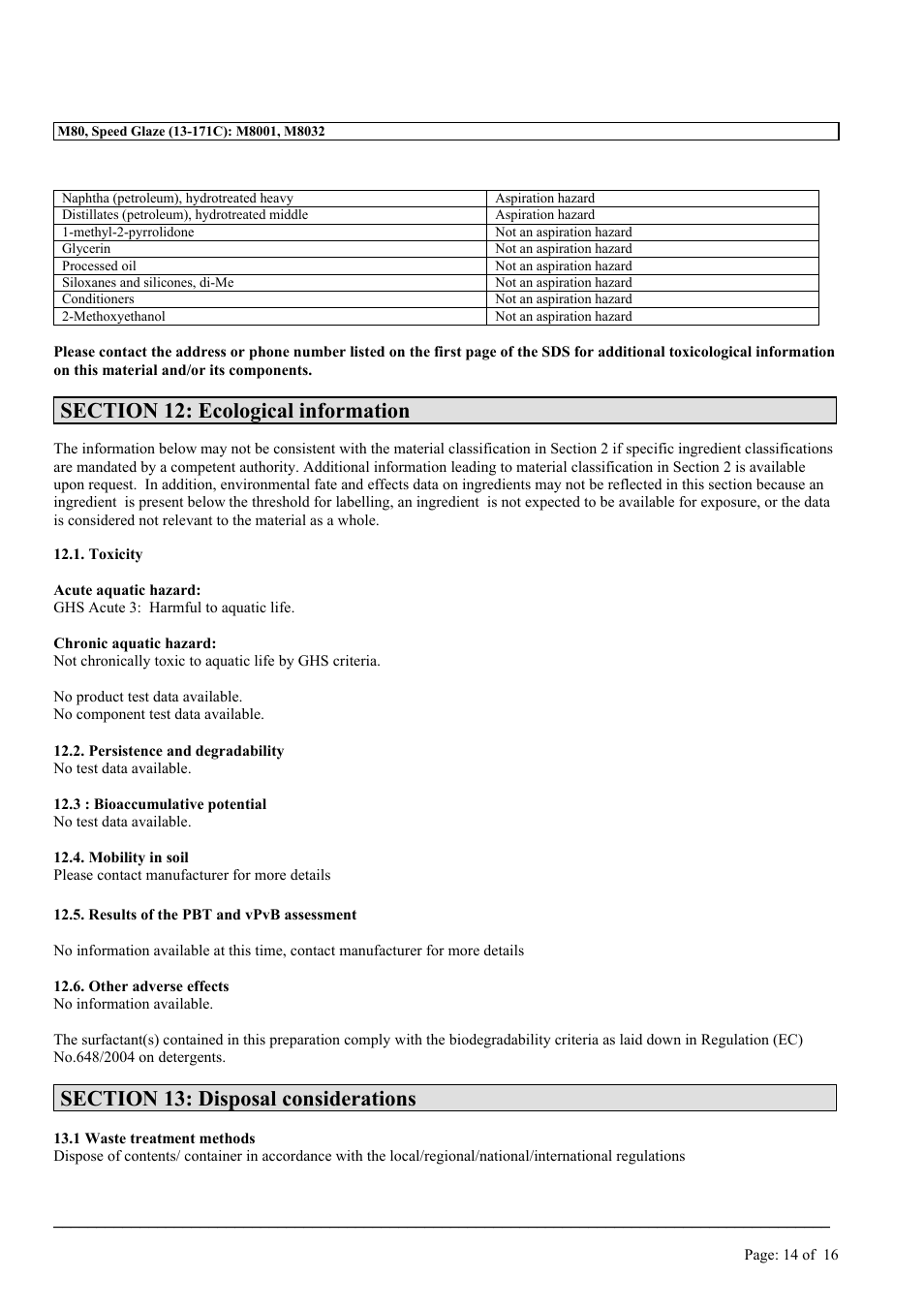 MEGUIAR'S M80 User Manual | Page 14 / 16