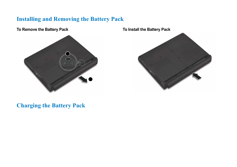 Installing and removing the battery pack, Charging the battery pack | AVERATEC 2700 Series User Manual | Page 24 / 78