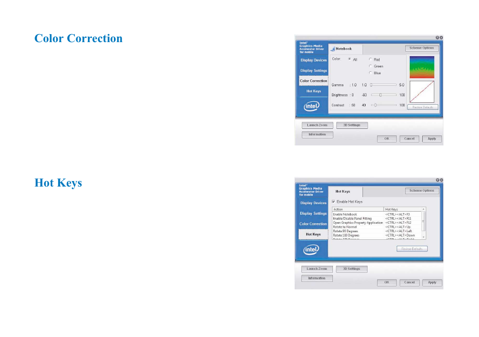 Color correction, Hot keys | AVERATEC 2700 Series User Manual | Page 59 / 78
