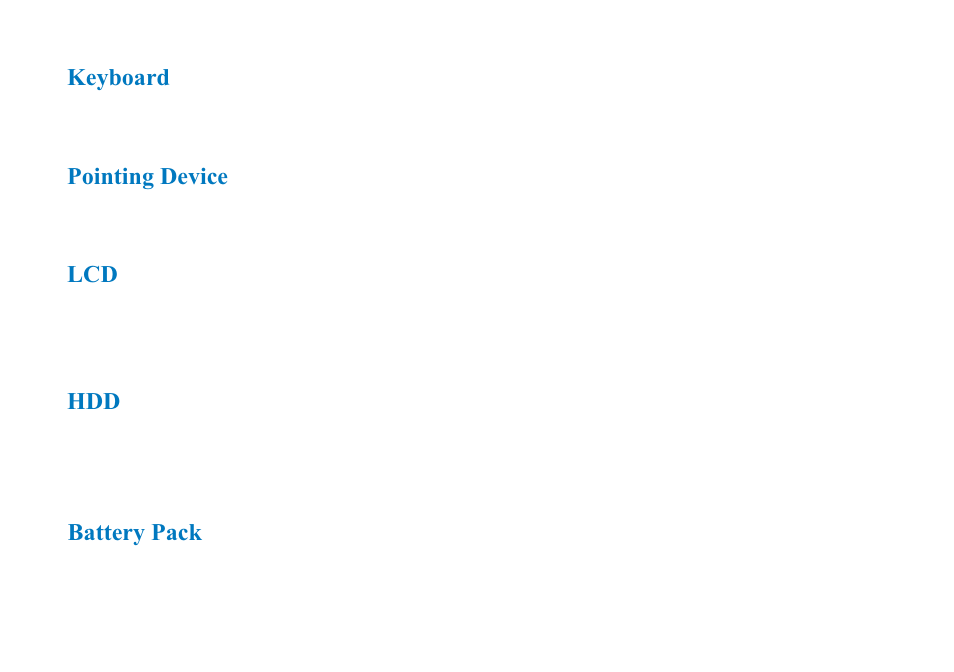 Keyboard, Pointing device, Battery pack | AVERATEC 2700 Series User Manual | Page 76 / 78