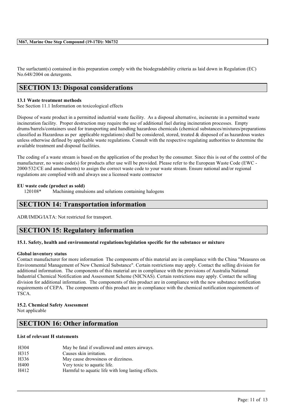MEGUIAR'S M67 User Manual | Page 11 / 13