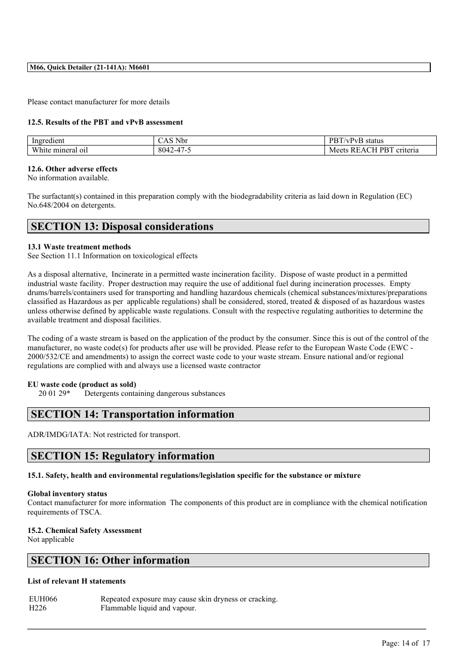 MEGUIAR'S M66 User Manual | Page 14 / 17