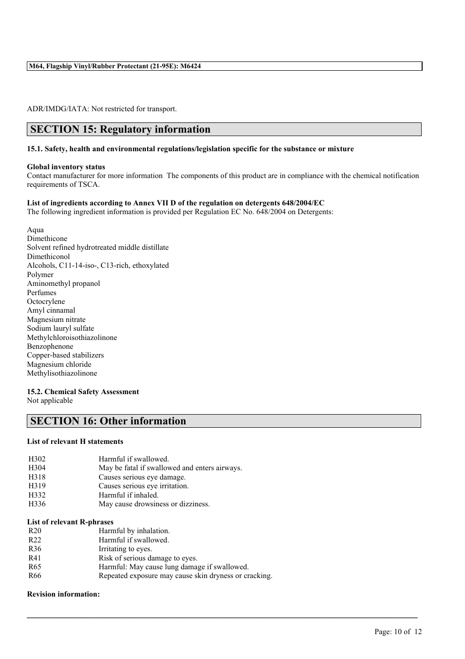 MEGUIAR'S M64 User Manual | Page 10 / 12