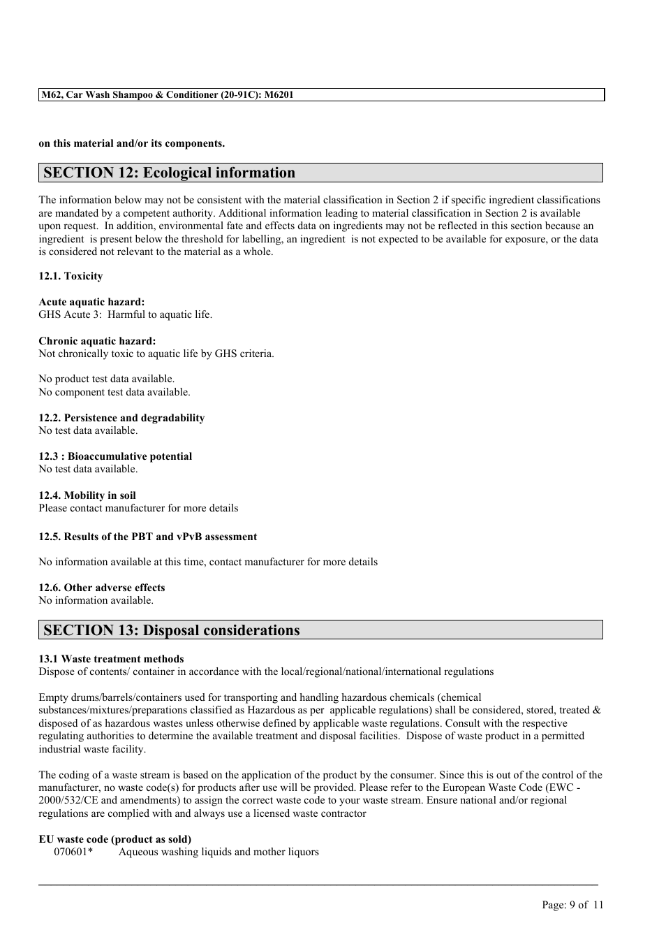 MEGUIAR'S M62 User Manual | Page 9 / 11