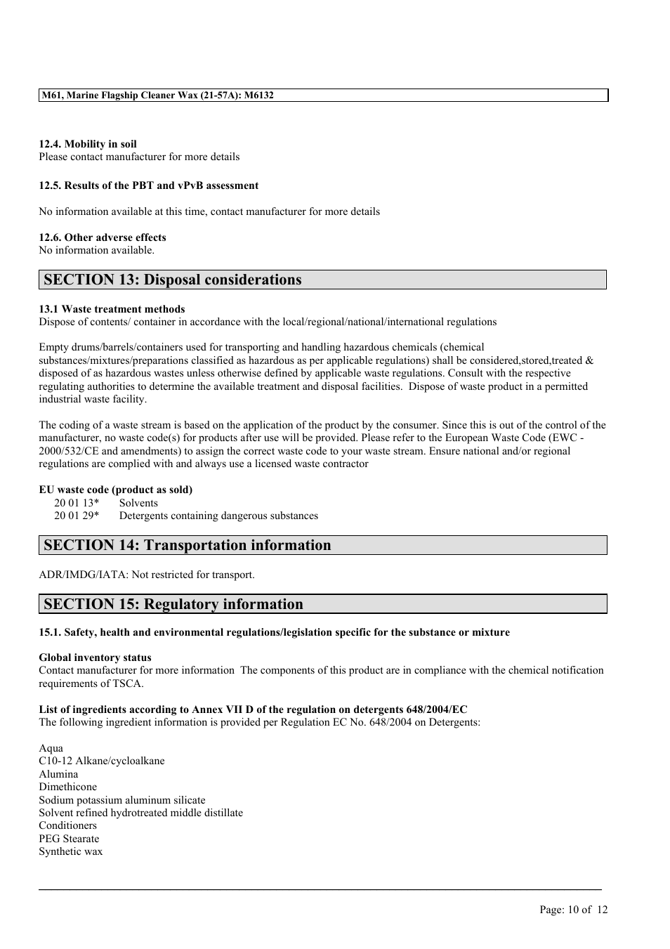 MEGUIAR'S M61 User Manual | Page 10 / 12