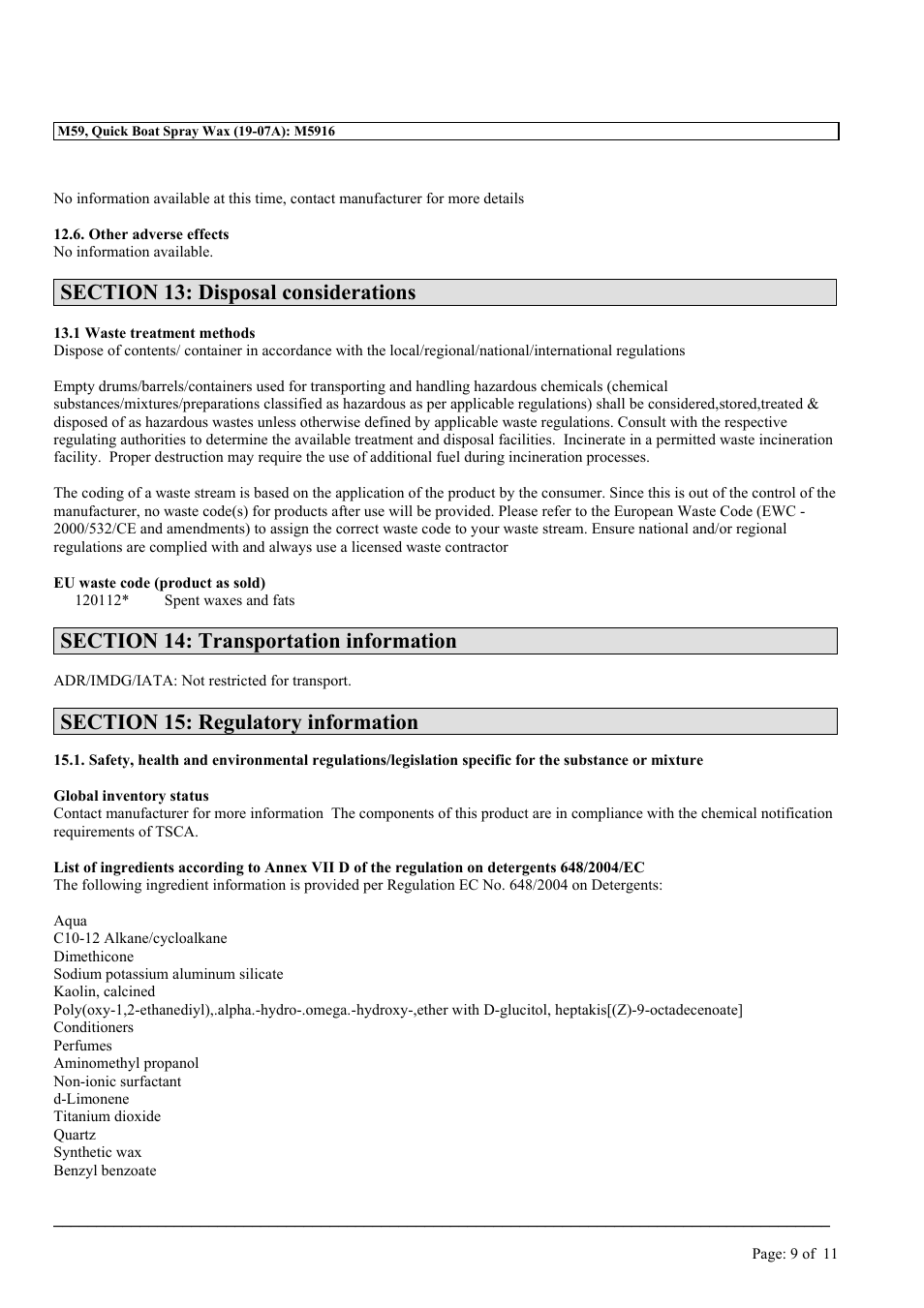 MEGUIAR'S M59 User Manual | Page 9 / 11