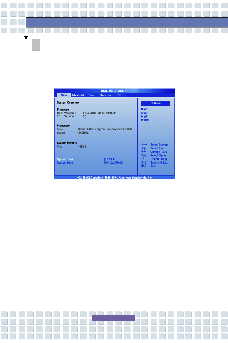 Bios setup menu | AVERATEC 7100 User Manual | Page 73 / 81