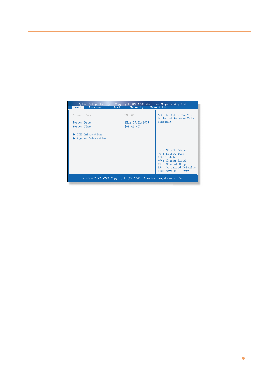Bios setup menu | AVERATEC N1000 Series User Manual | Page 54 / 62
