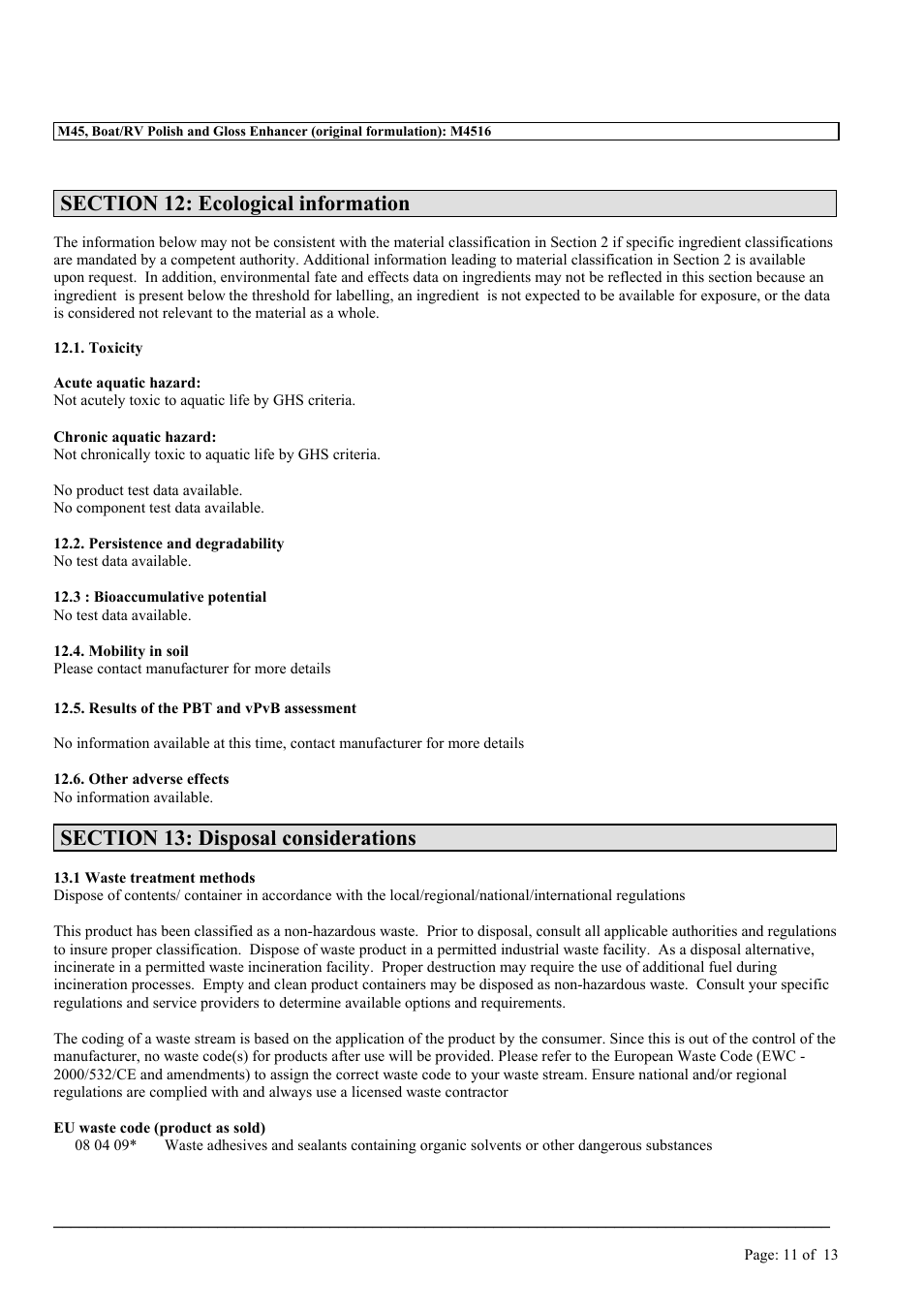 MEGUIAR'S M45 User Manual | Page 11 / 13