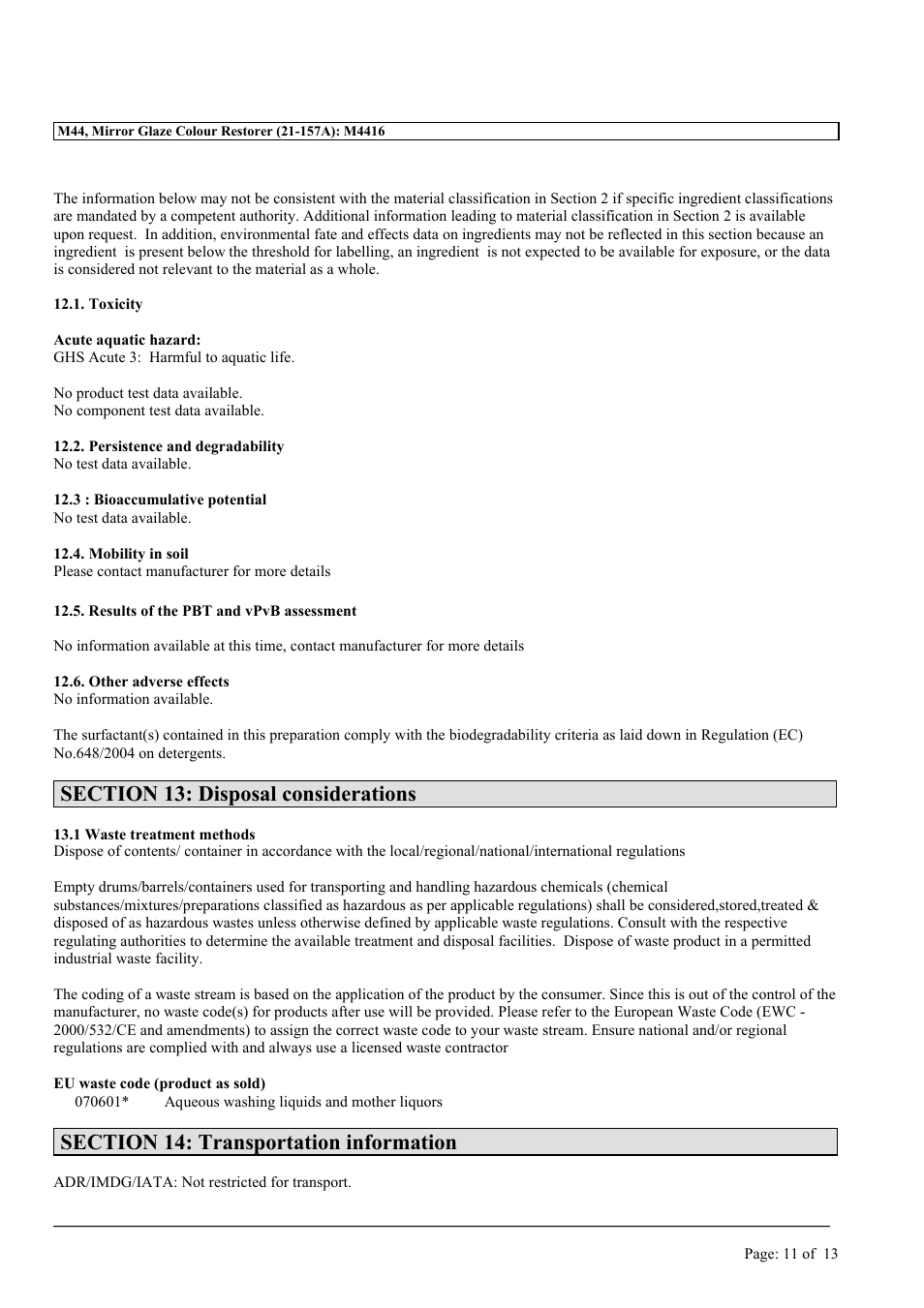 MEGUIAR'S M44 User Manual | Page 11 / 13