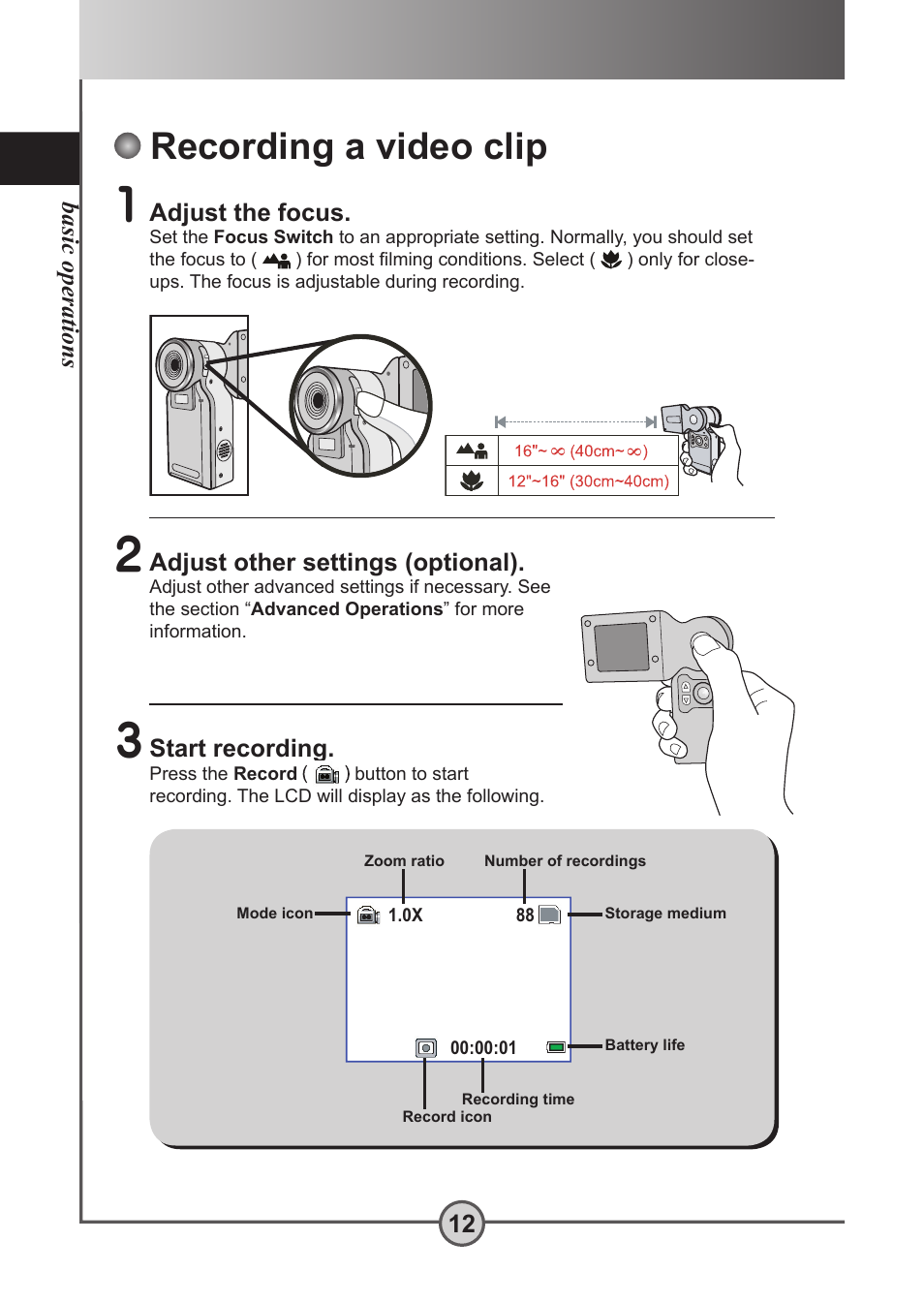 Recording a video clip | AIPTEK Pocket DV 5300 User Manual | Page 13 / 57