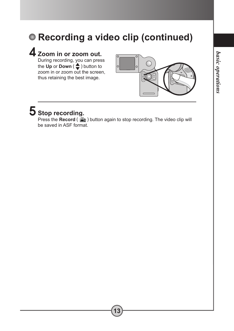 Recording a video clip ( continued), Recording a video clip (continued) | AIPTEK Pocket DV 5300 User Manual | Page 14 / 57