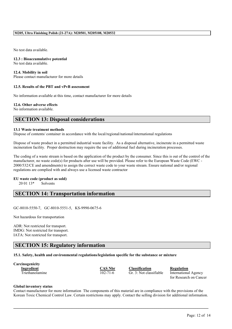 MEGUIAR'S M205 User Manual | Page 12 / 14