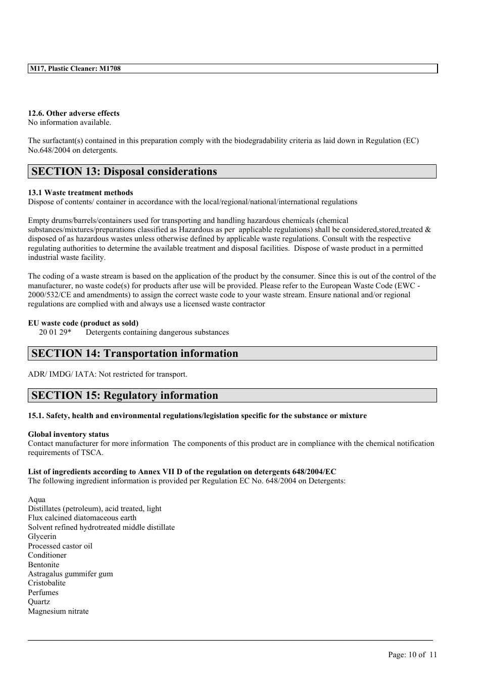 MEGUIAR'S M17 User Manual | Page 10 / 11