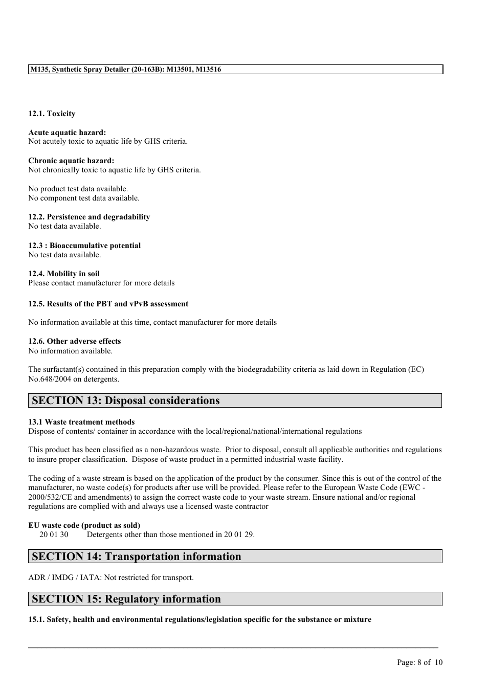 MEGUIAR'S M135 User Manual | Page 8 / 10