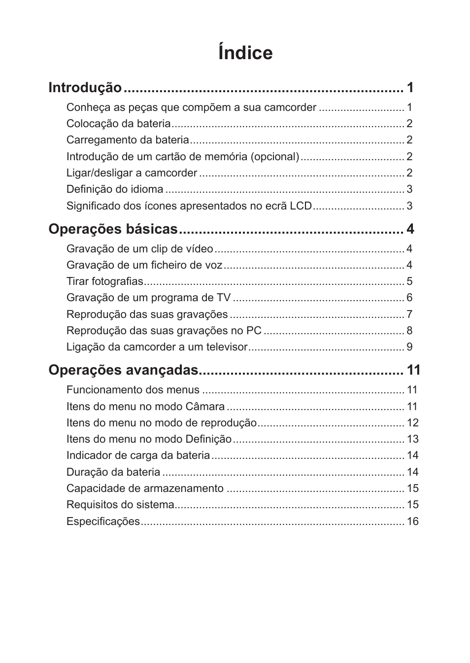 Português, Índice | AIPTEK Action Z5X5P User Manual | Page 109 / 160