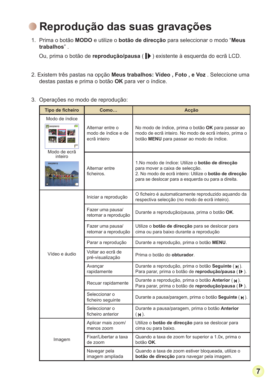 Reprodução das suas gravações, Reprodução.das.suas.gravações | AIPTEK Action Z5X5P User Manual | Page 116 / 160