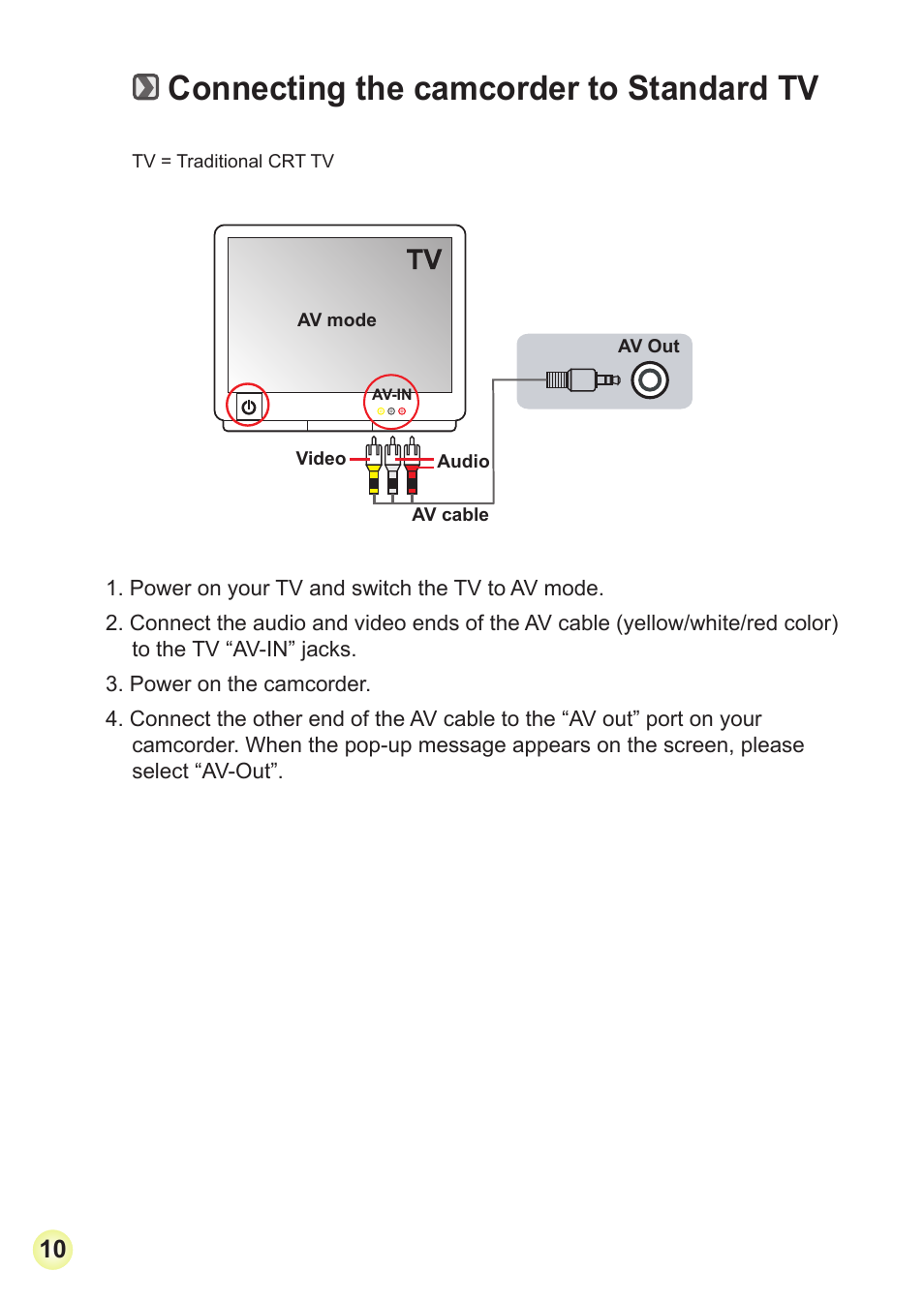 Connecting the camcorder to standard tv | AIPTEK Action Z5X5P User Manual | Page 17 / 160