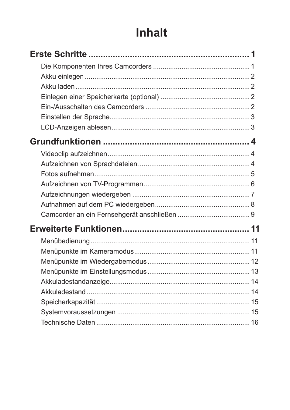 Deutsch, Inhalt | AIPTEK Action Z5X5P User Manual | Page 24 / 160