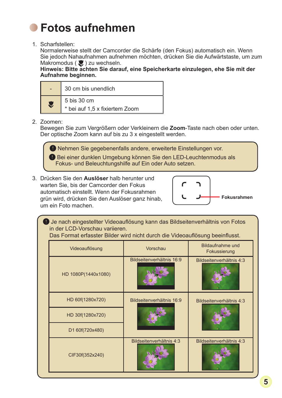 Fotos aufnehmen | AIPTEK Action Z5X5P User Manual | Page 29 / 160