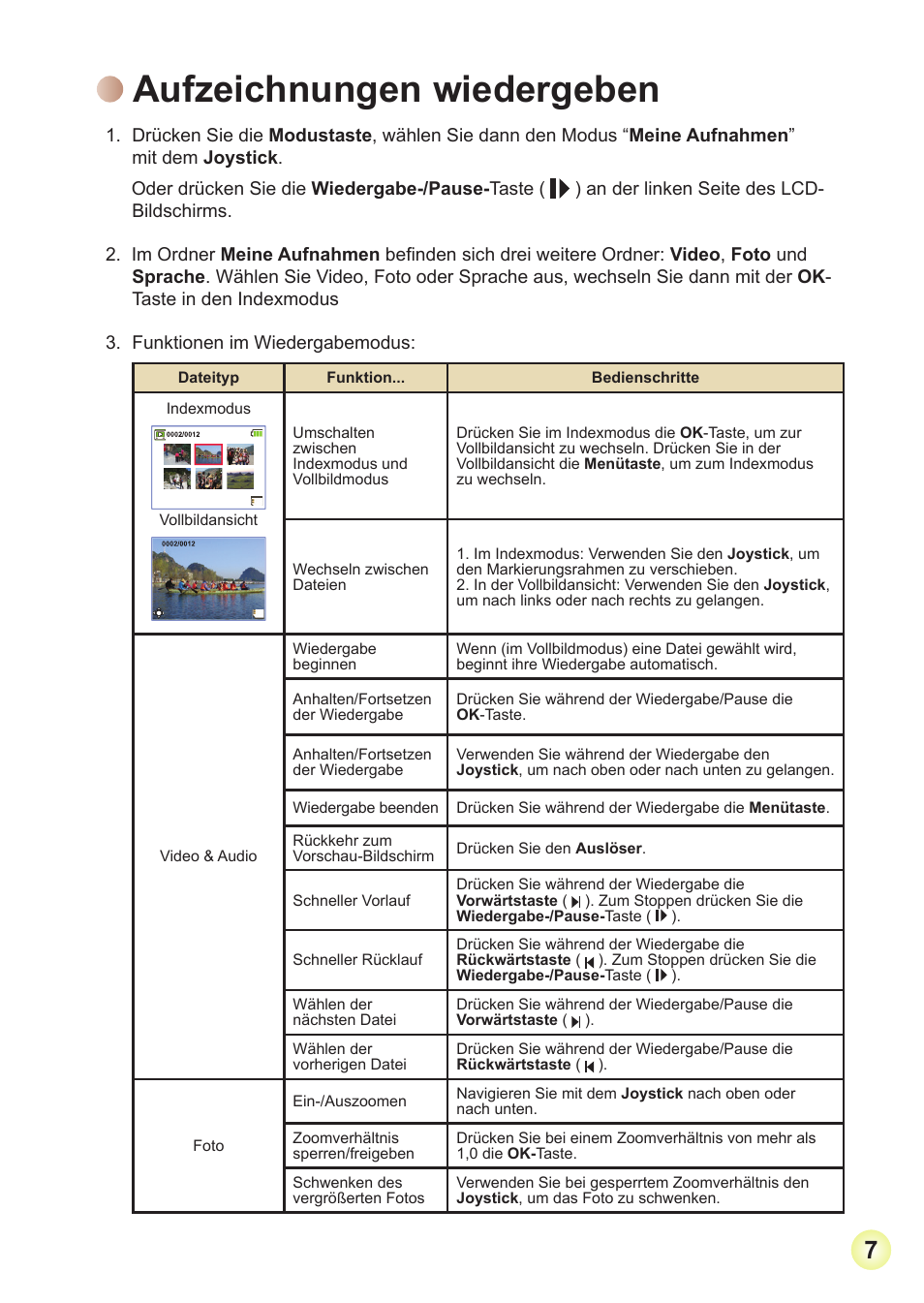 Aufzeichnungen wiedergeben | AIPTEK Action Z5X5P User Manual | Page 31 / 160