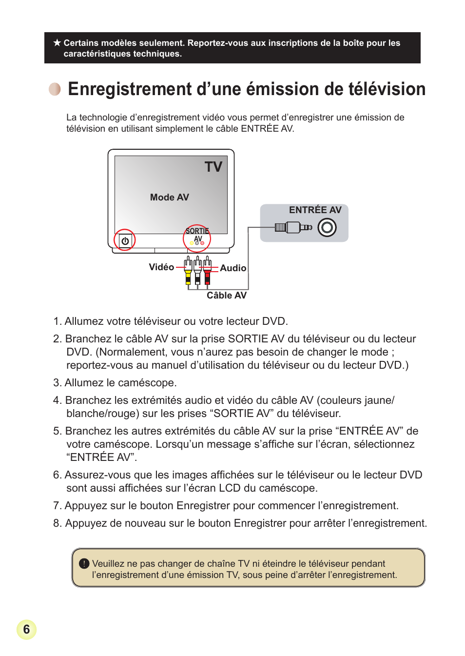 Enregistrement d’une émission de télévision | AIPTEK Action Z5X5P User Manual | Page 47 / 160