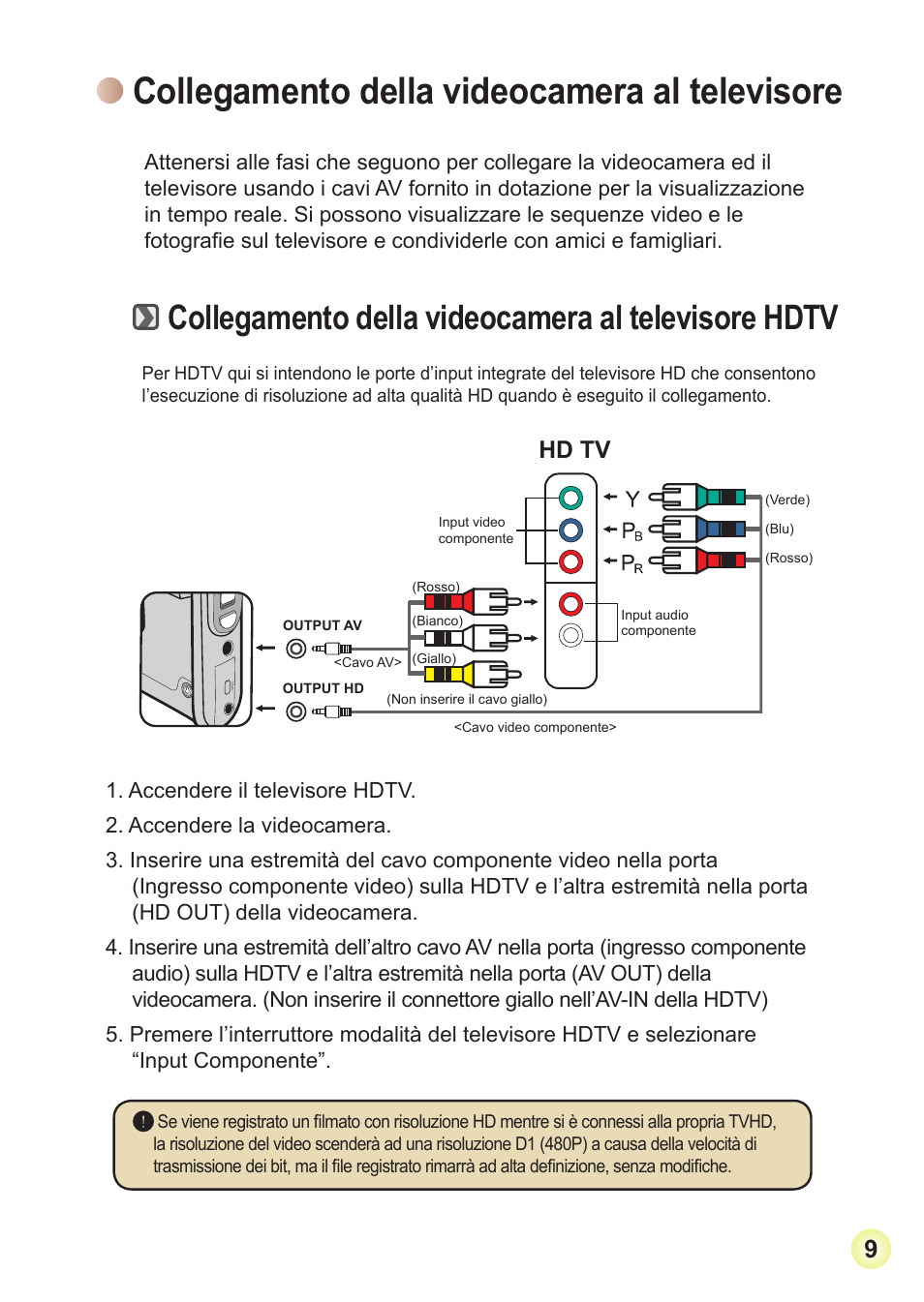 Collegamento della videocamera al televisore, Collegamento.della.videocamera.al.televisore, Collegamento.della.videocamera.al.televisore.hdtv | Hd tv | AIPTEK Action Z5X5P User Manual | Page 67 / 160