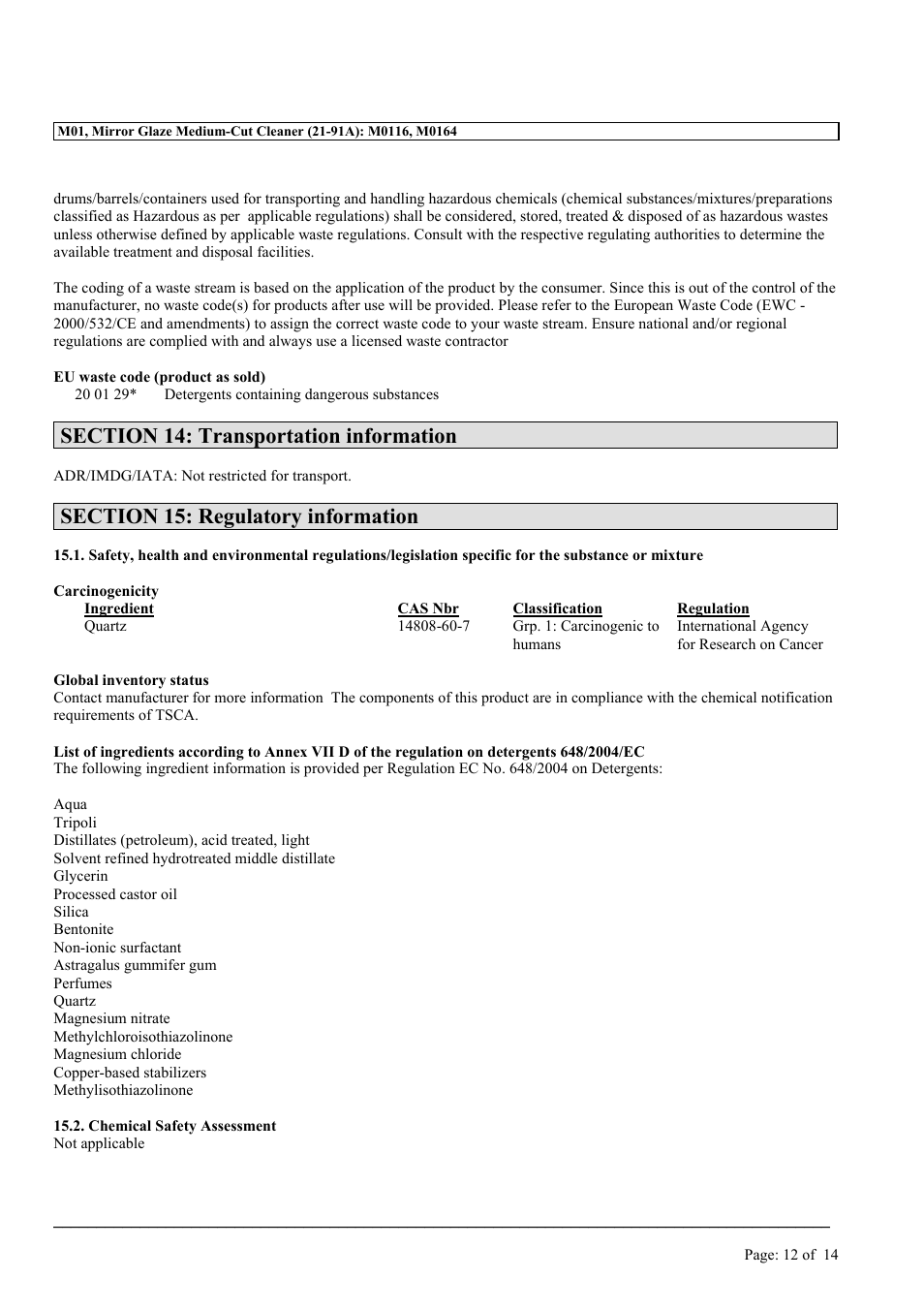 MEGUIAR'S M01 User Manual | Page 12 / 14