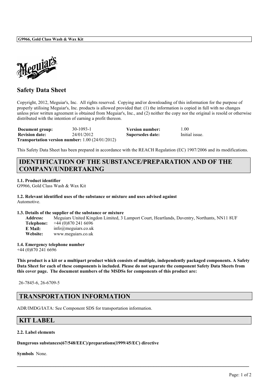 MEGUIAR'S G9966 User Manual | 29 pages