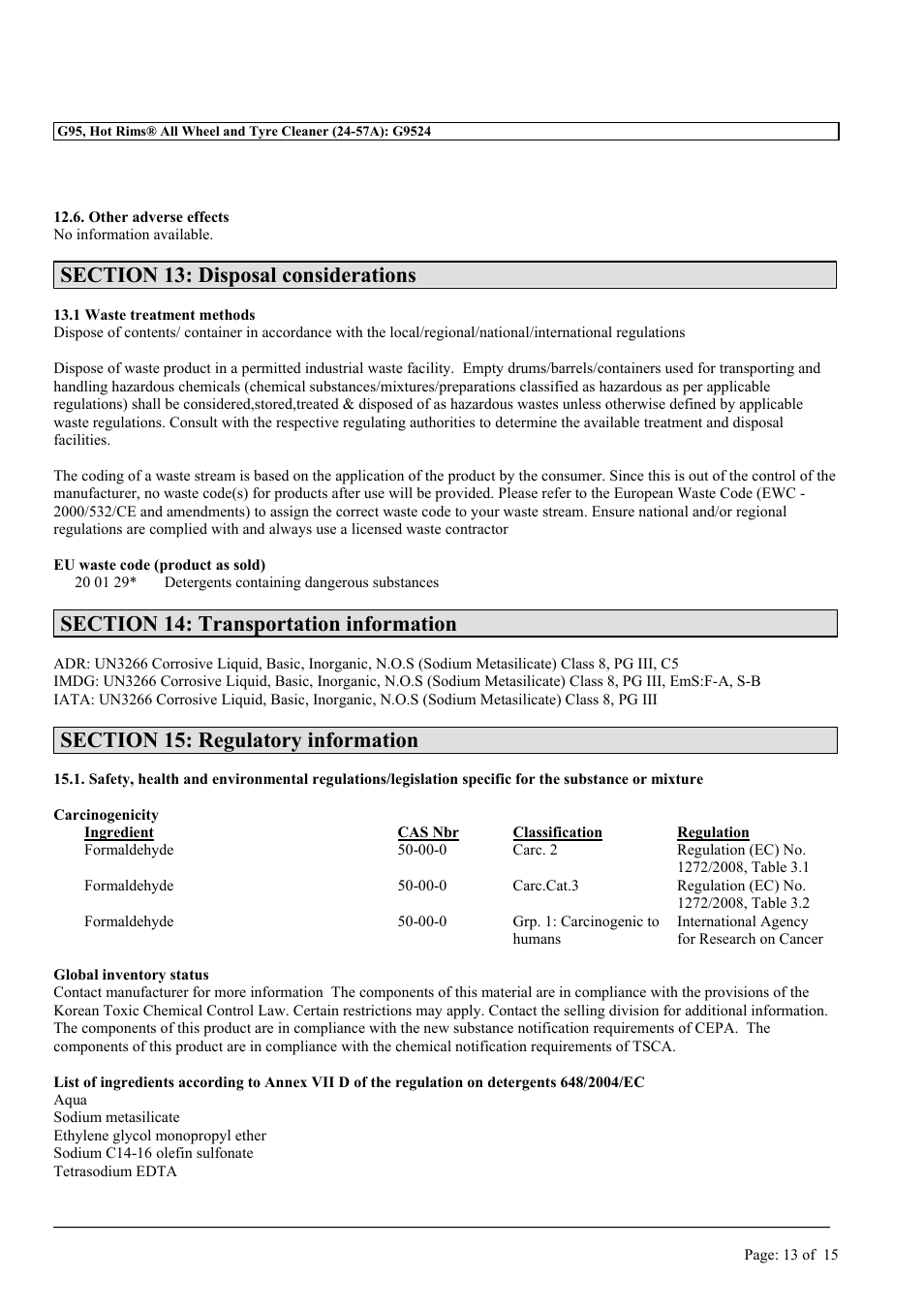 MEGUIAR'S G95 User Manual | Page 13 / 15