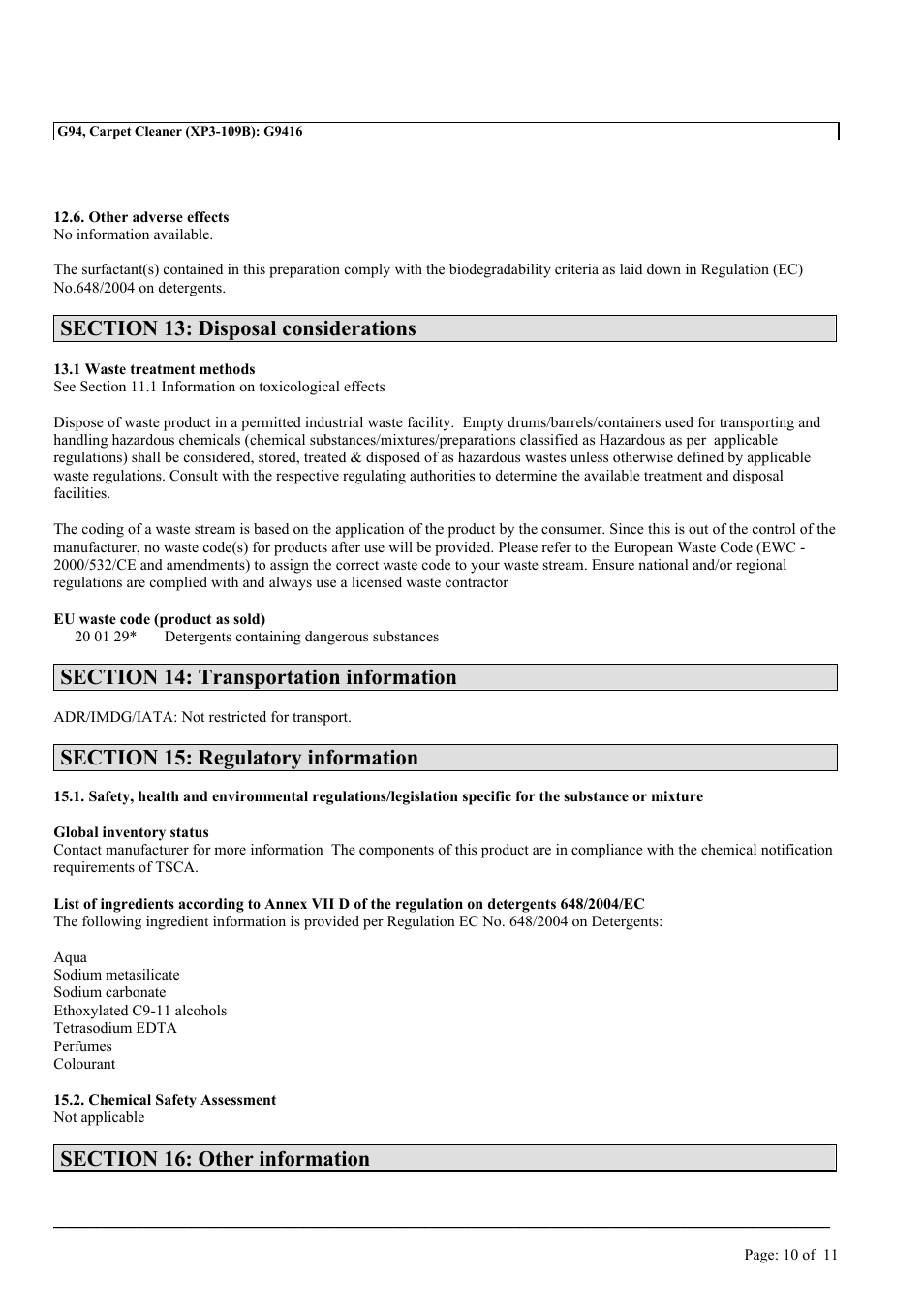 MEGUIAR'S G94 User Manual | Page 10 / 11