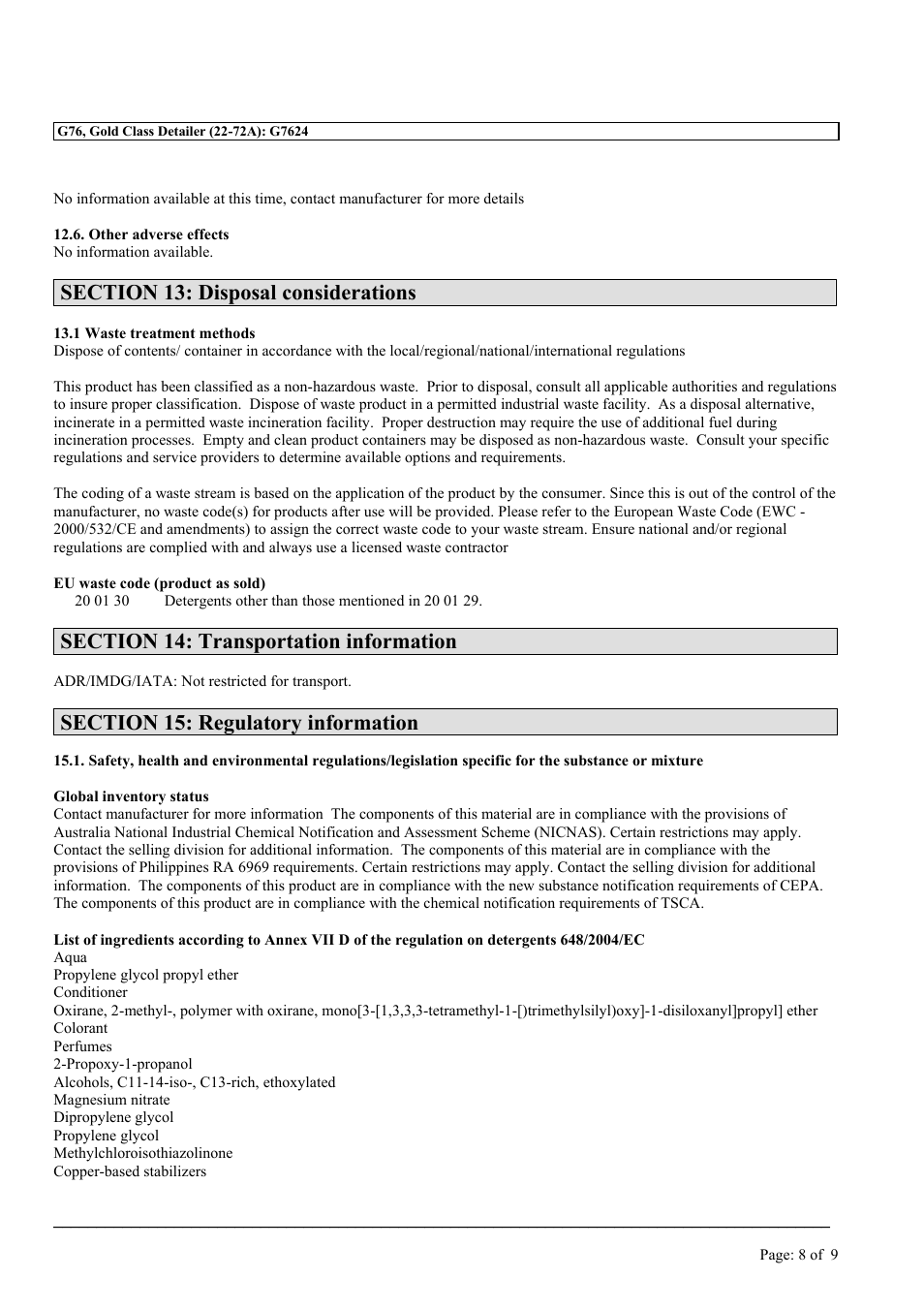 MEGUIAR'S G76 User Manual | Page 8 / 9