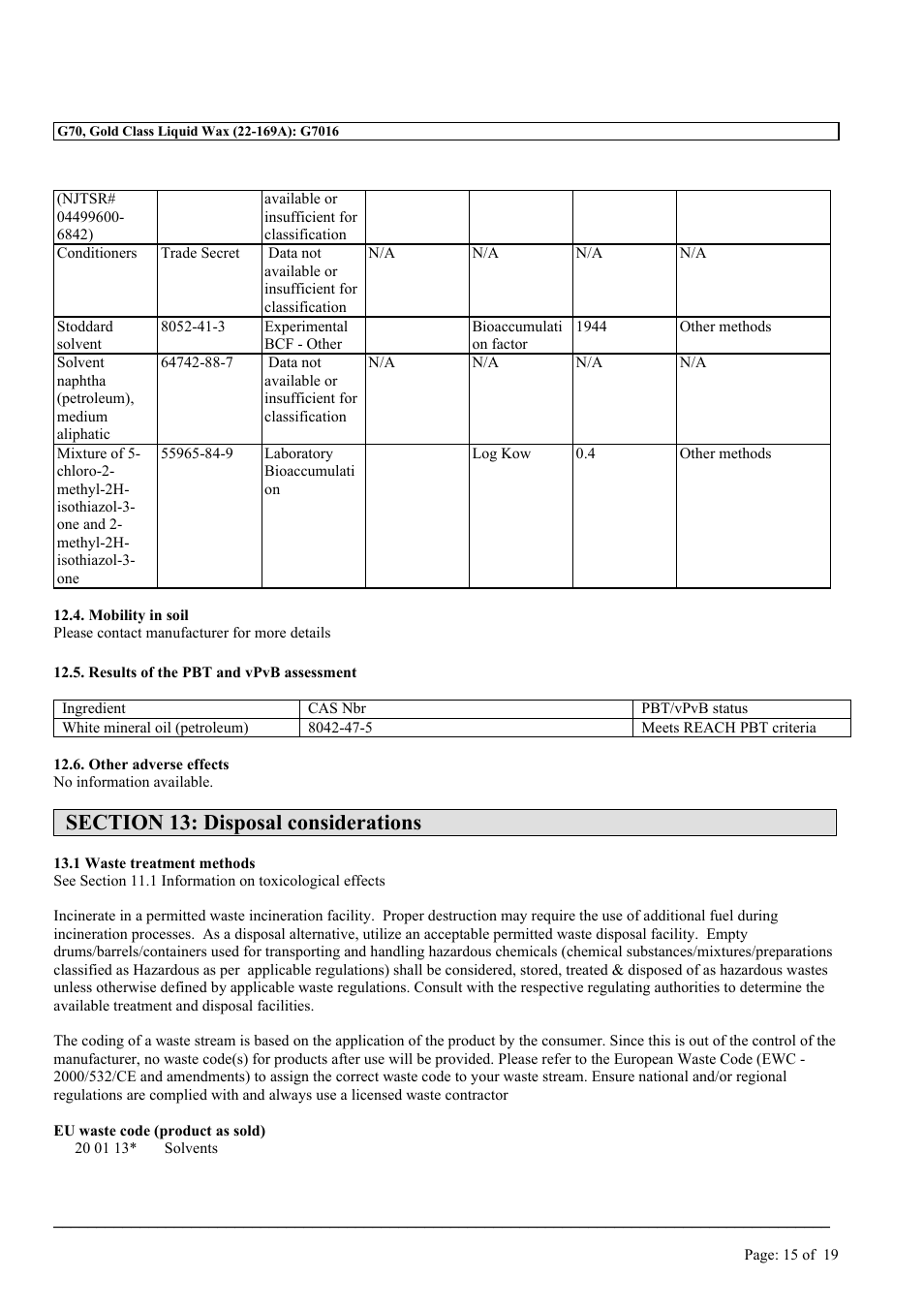 MEGUIAR'S G70 User Manual | Page 15 / 19