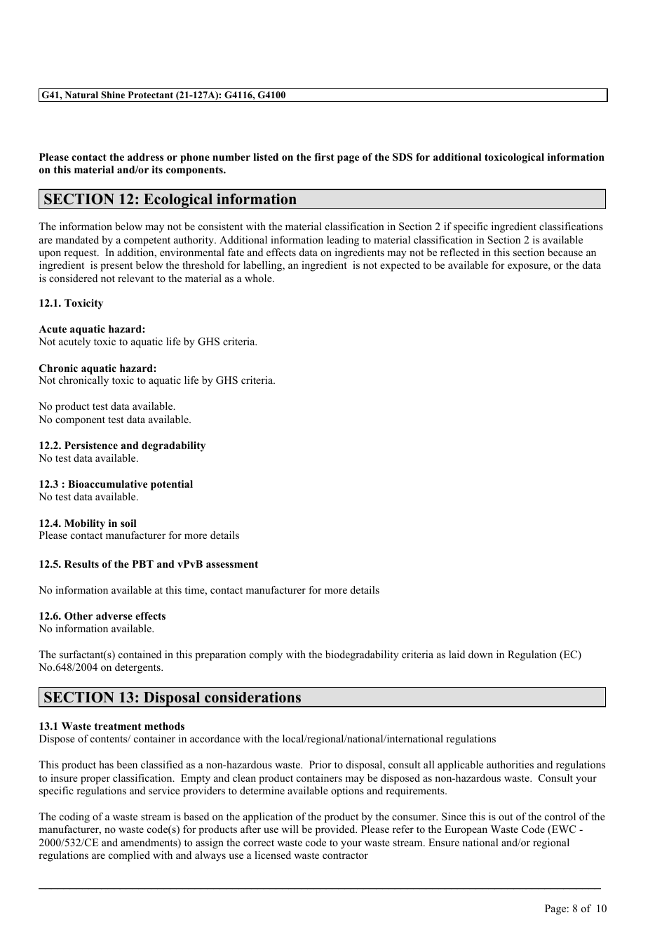 MEGUIAR'S G41 User Manual | Page 8 / 10