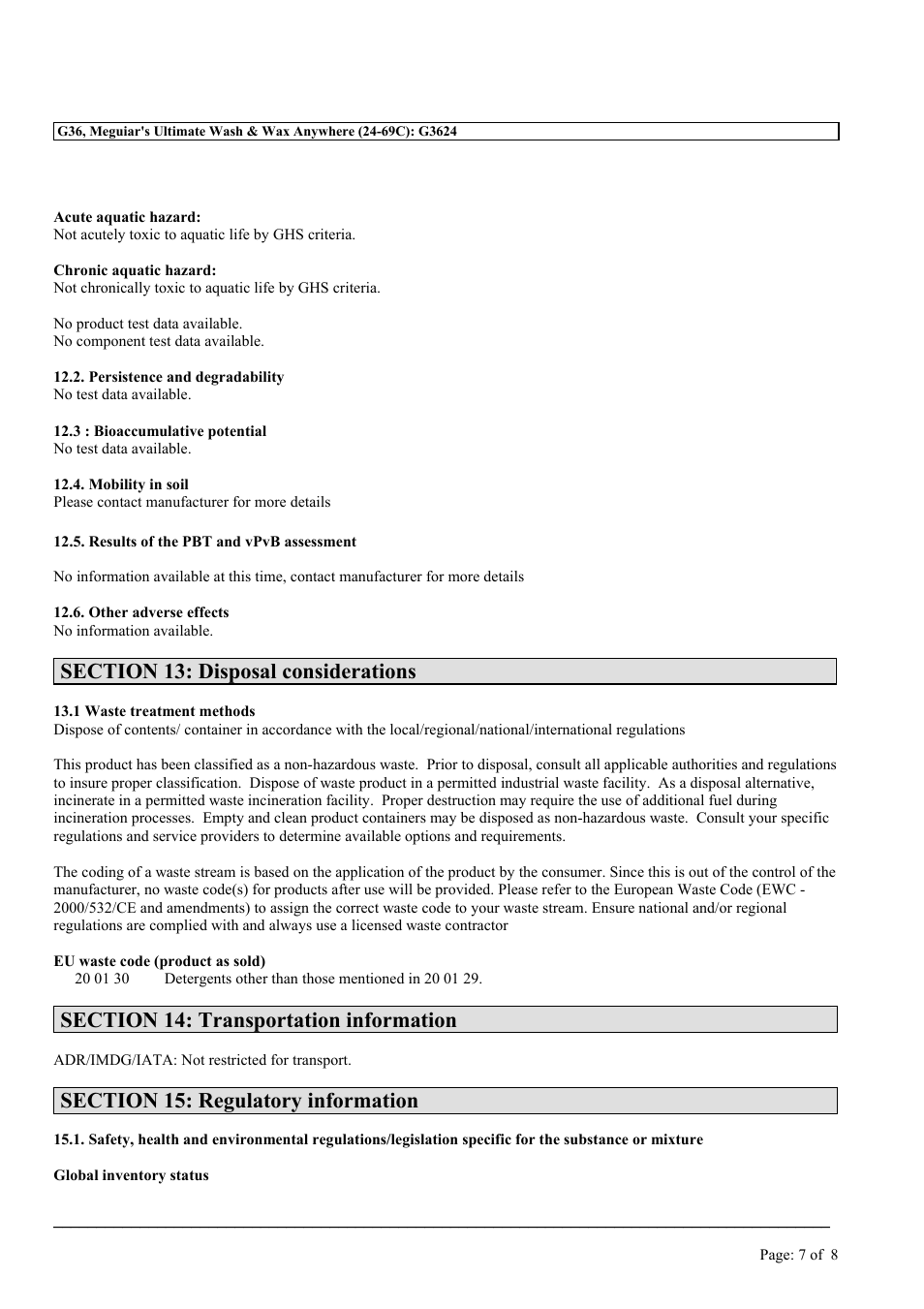 MEGUIAR'S G36 User Manual | Page 7 / 8
