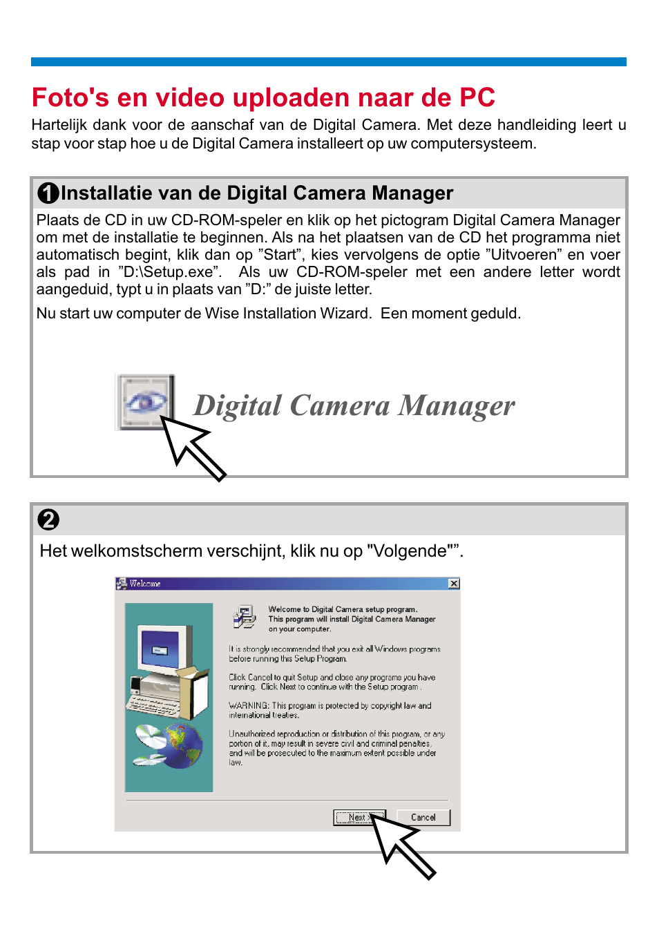 Digital camera manager, Foto's en video uploaden naar de pc | AIPTEK PENCAM VOICE User Manual | Page 104 / 133