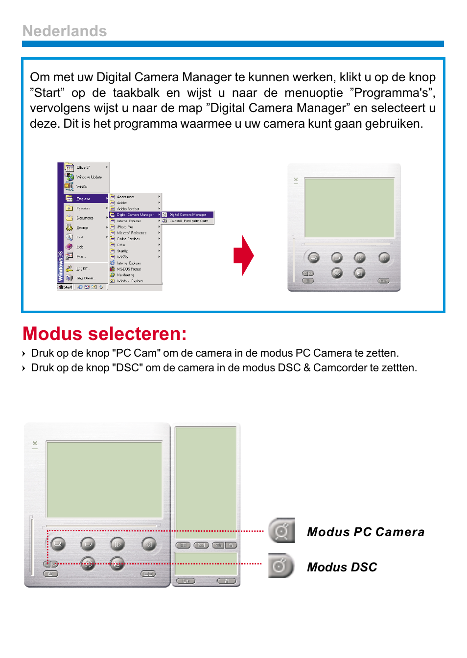 Modus selecteren, Nederlands | AIPTEK PENCAM VOICE User Manual | Page 107 / 133