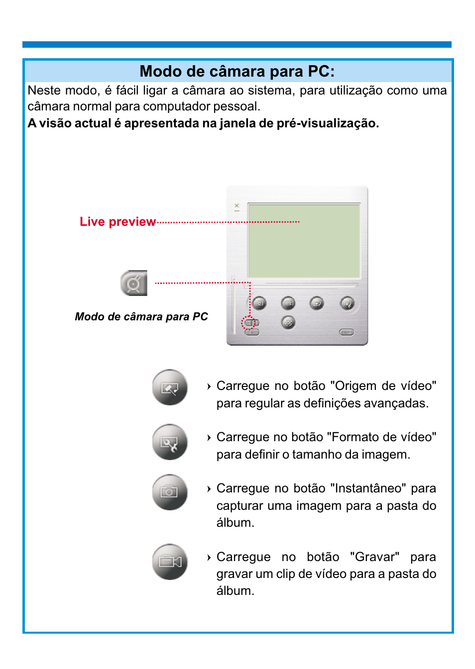 Modo de câmara para pc | AIPTEK PENCAM VOICE User Manual | Page 127 / 133