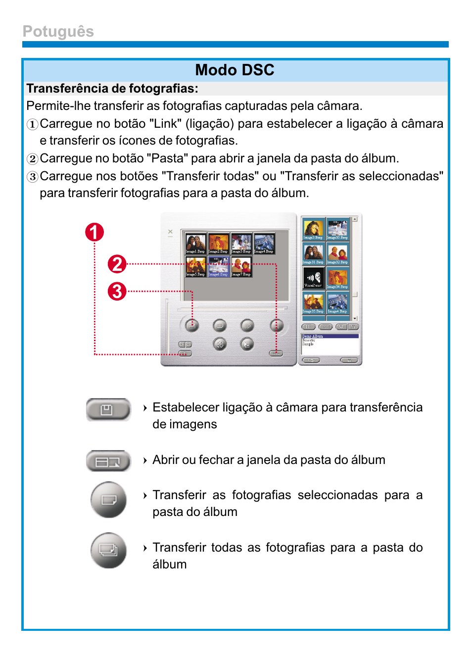 Modo dsc, Potuguês | AIPTEK PENCAM VOICE User Manual | Page 128 / 133